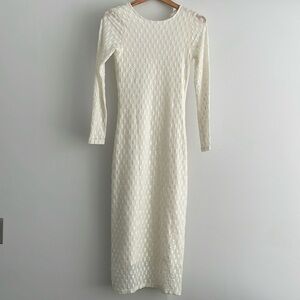 White Lace Bodycon Midi Dress